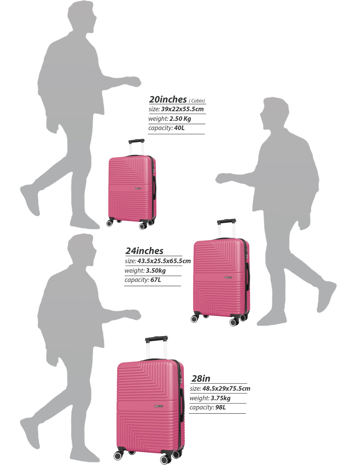 Strato Lightweight ABS Hard Side 8 Spinner Wheel Cabin Luggage / Carry-On Trolley Bag with Lock 20 Inch