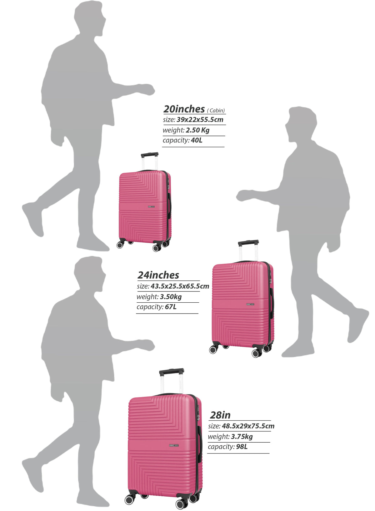 Strato Lightweight ABS Hard Side 8 Spinner Wheel Cabin Luggage / Carry-On Trolley Bag with Lock 20 Inch PARAJOHN SAUDI ARABIA