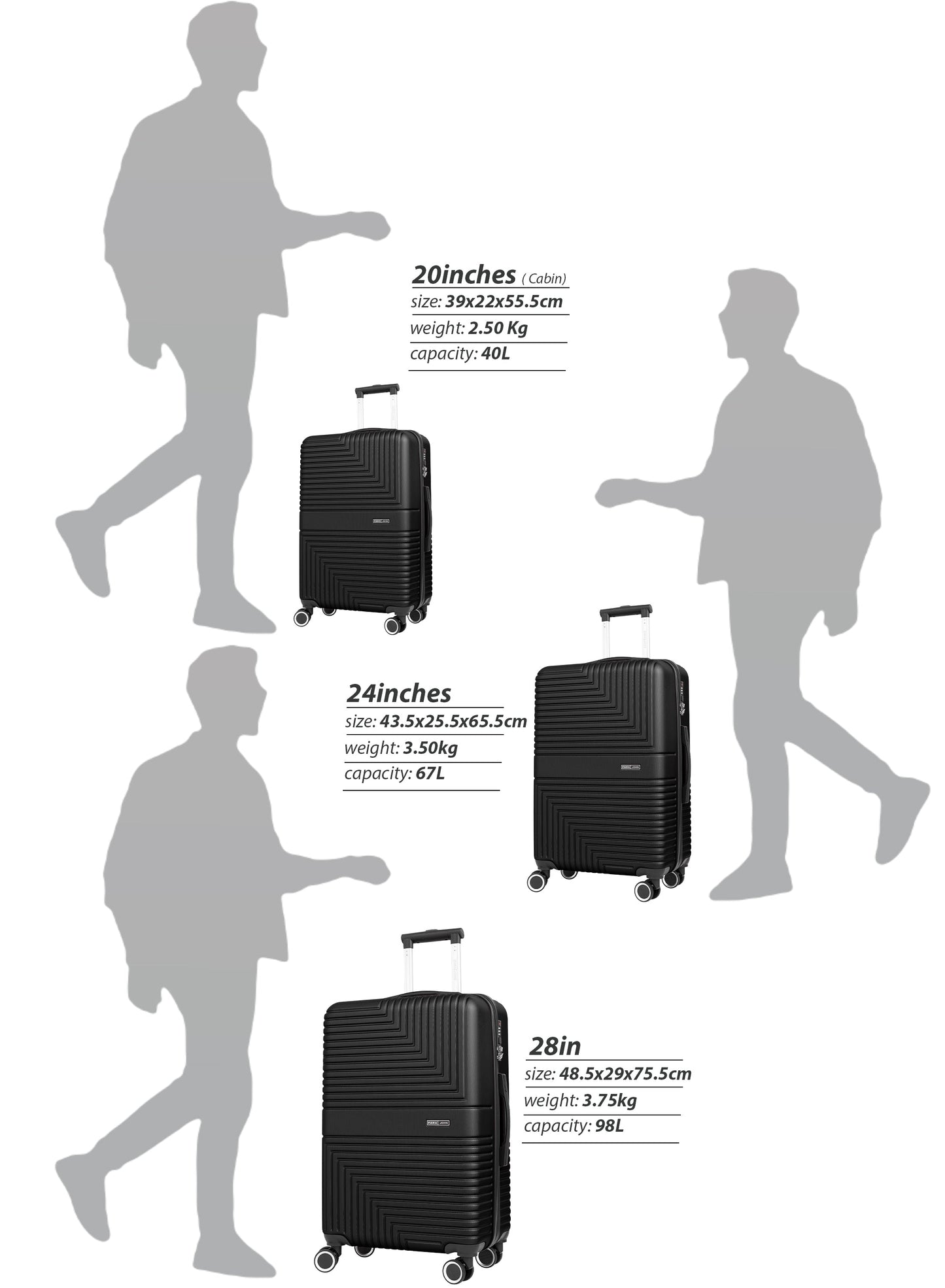 Strato Lightweight ABS Hard Side 8 Spinner Wheels Luggage checked-in Trolley Bag with Lock 24 inch PARAJOHN SAUDI ARABIA