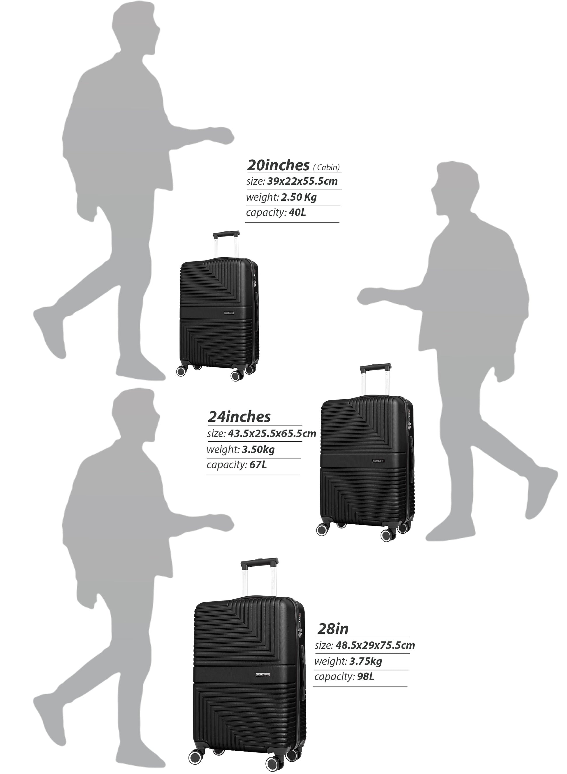 Strato Lightweight ABS Hard Side 8 Spinner Wheels Luggage checked-in Trolley Bag with Lock 24 inch PARAJOHN SAUDI ARABIA
