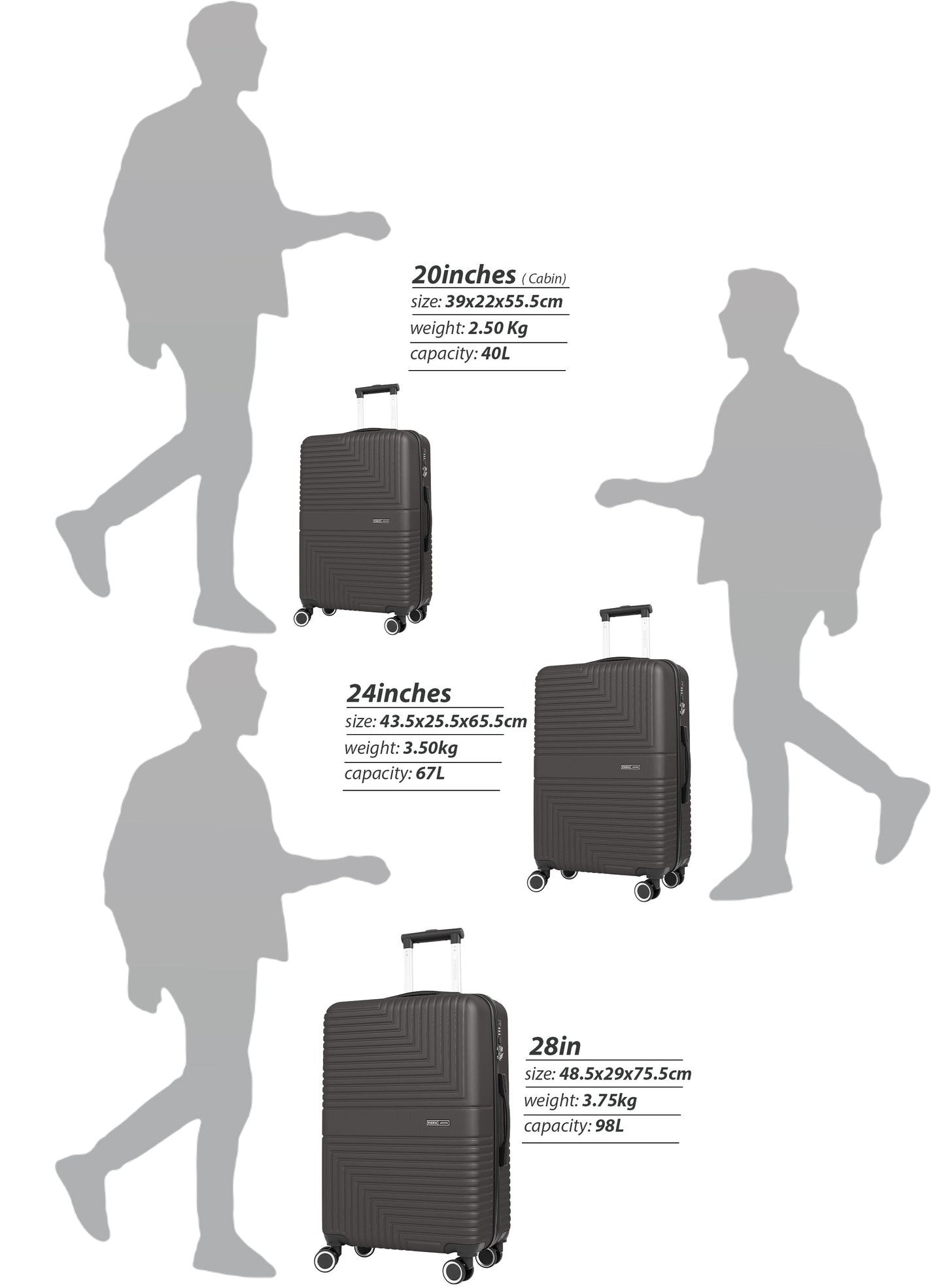 Strato Lightweight ABS Hard Side 8 Spinner Wheels Luggage checked-in Trolley Bag with Lock 24 inch PARAJOHN SAUDI ARABIA