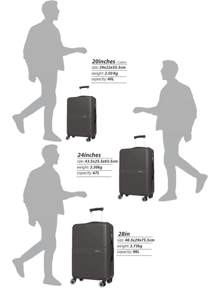 Strato Lightweight ABS Hard Side 8 Spinner Wheels Luggage checked-in Trolley Bag with Lock 24 inch PARAJOHN SAUDI ARABIA