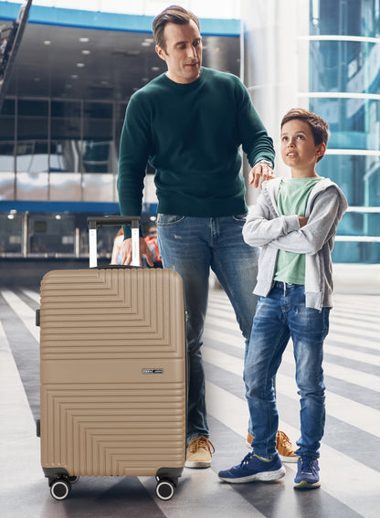 Strato Lightweight ABS Hard Side 8 Spinner Wheel Cabin Luggage / Carry-On Trolley Bag with Lock 20 Inch