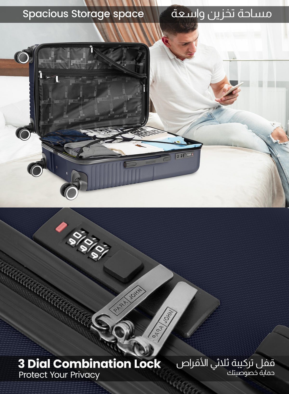 Strato Lightweight ABS Hard Side 8 Spinner Wheels Luggage checked-in Trolley Bag with Lock 24 inch PARAJOHN SAUDI ARABIA