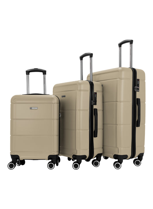 Lightweight 3-Piece ABS Hard-Side Spinner Luggage Trolley Set with TSA Lock and 8 Wheel