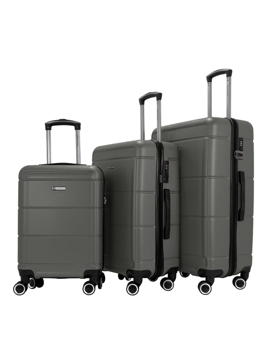 Lightweight 3-Piece ABS Hard-Side Spinner Luggage Trolley Set with TSA Lock and 8 Wheel