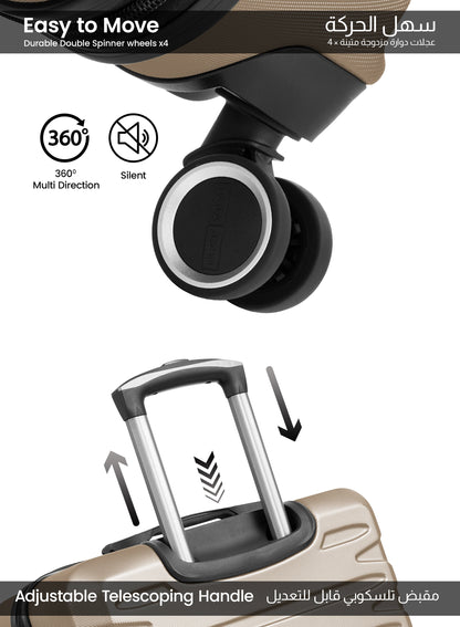 AeroShield Lightweight ABS Hard Side 8 Wheels Spinner Luggage checked in Trolley Bag with Lock 28 Inch PARA JOHN