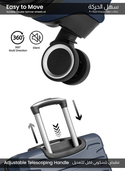 AeroShield Lightweight ABS Hard Side 8 Wheels Spinner Luggage checked in Trolley Bag with Lock 24 Inch PARA JOHN