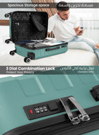 AeroShield Lightweight ABS Hard Side 8 Wheels Spinner Luggage Cabin Trolley Bag with Lock 20 Inch PARA JOHN