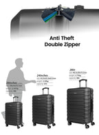 AeroShield Lightweight ABS Hard Side 8 Wheels Spinner Luggage checked in Trolley Bag with Lock 24 Inch PARA JOHN