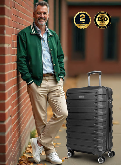 AeroShield Lightweight ABS Hard Side 8 Wheels Spinner Luggage Cabin Trolley Bag with Lock 20 Inch