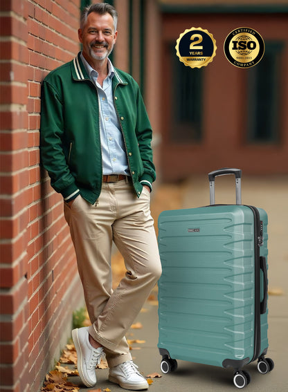 AeroShield Lightweight ABS Hard Side 8 Wheels Spinner Luggage checked in Trolley Bag with Lock 28 Inch PARA JOHN