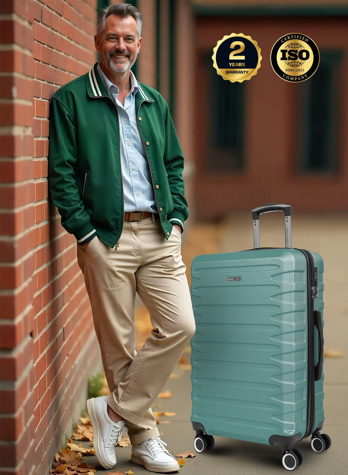 AeroShield Lightweight ABS Hard Side 8 Wheels Spinner Luggage checked in Trolley Bag with Lock 24 Inch PARA JOHN