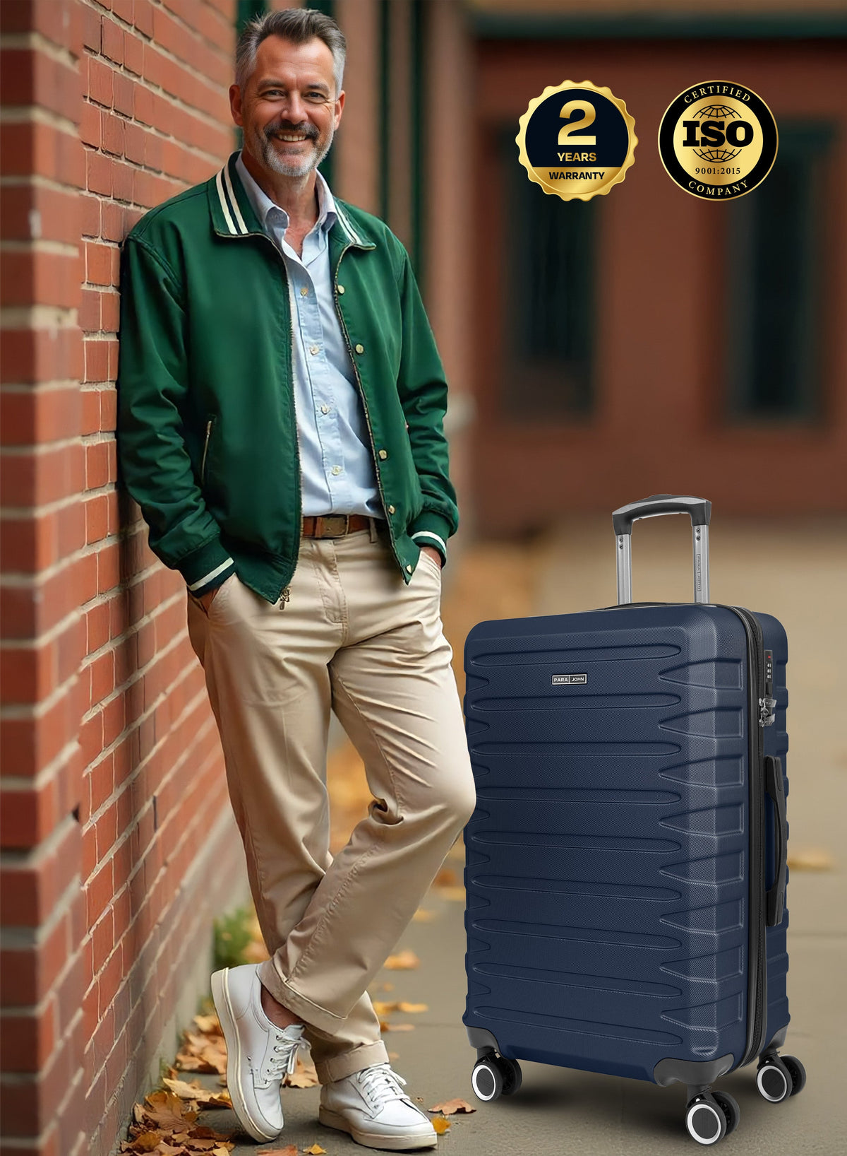 AeroShield Lightweight ABS Hard Side 8 Wheels Spinner Luggage Cabin Trolley Bag with Lock 20 Inch PARA JOHN