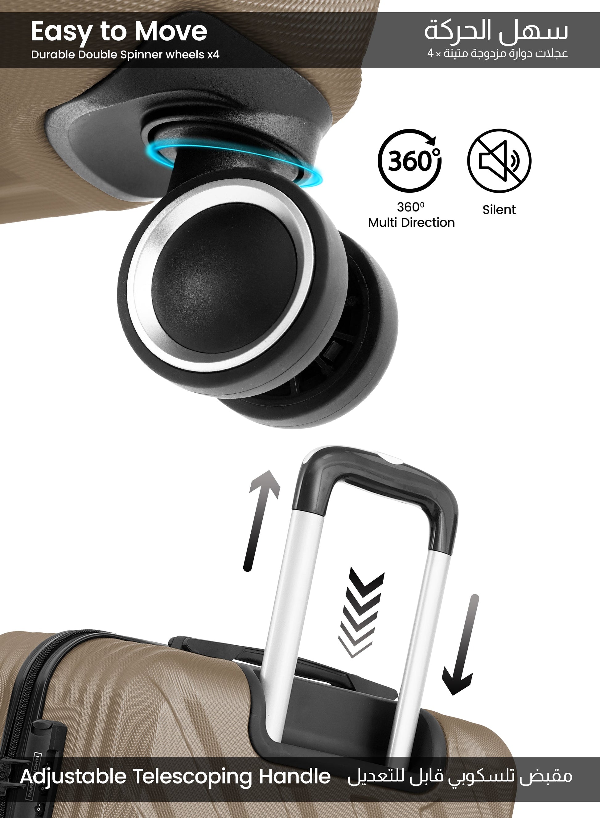 Chevron 24-Inch (Medium) ABS Hard Case Checked-In Luggage Trolley Bag with 4 Spinner Wheels and Lock PARA JOHN