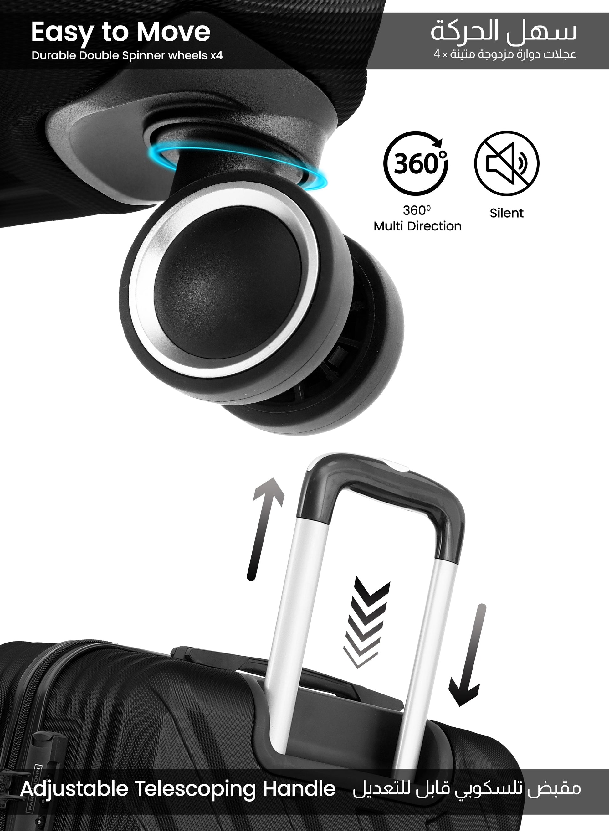 Chevron 24-Inch (Medium) ABS Hard Case Checked-In Luggage Trolley Bag with 4 Spinner Wheels and Lock PARA JOHN