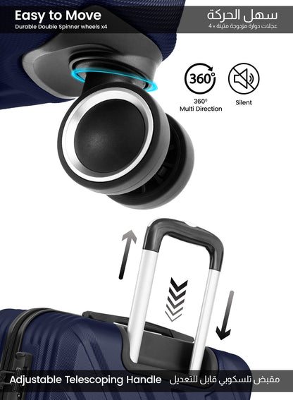 Chevron 20-Inch Cabin-Size (Small) ABS Hard Case Luggage Trolley Bag with 4 Spinner Wheels and Lock PARA JOHN