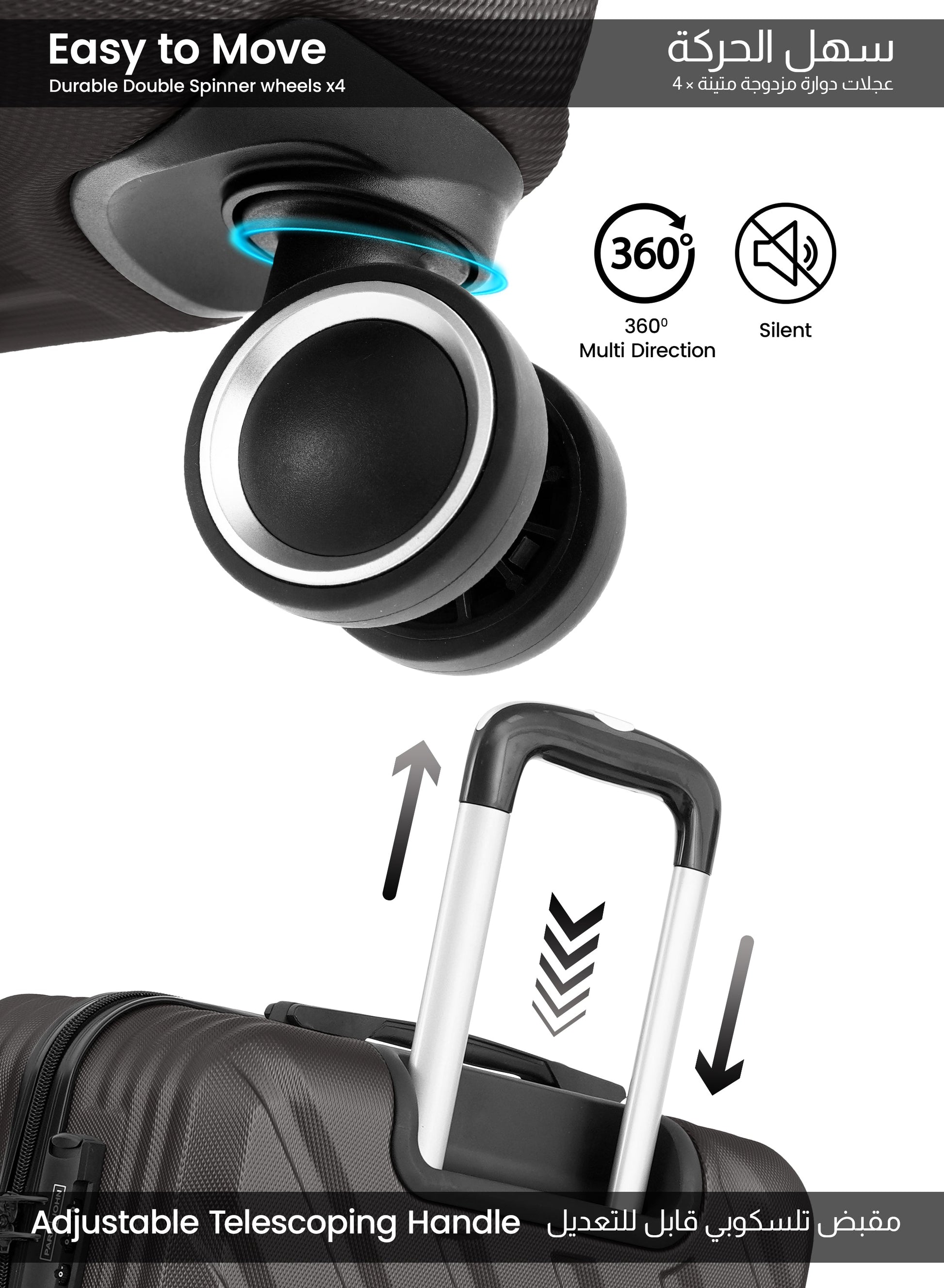 Chevron 28-Inch (Large) ABS Hard Case Checked-In Luggage Trolley Bag with 4 Spinner Wheels and Lock PARA JOHN