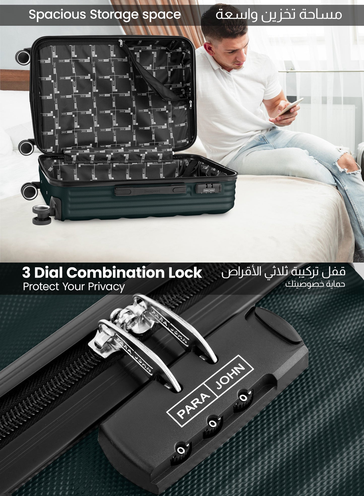 Chevron 20-Inch Cabin-Size (Small) ABS Hard Case Luggage Trolley Bag with 4 Spinner Wheels and Lock PARA JOHN