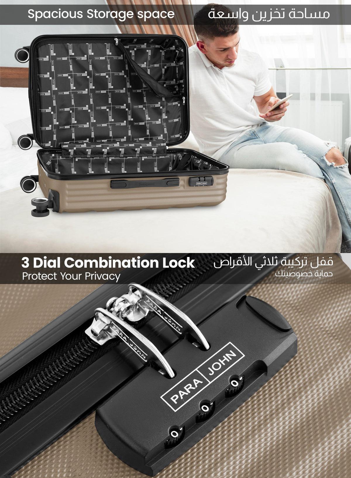 Chevron 28-Inch (Large) ABS Hard Case Checked-In Luggage Trolley Bag with 4 Spinner Wheels and Lock PARA JOHN