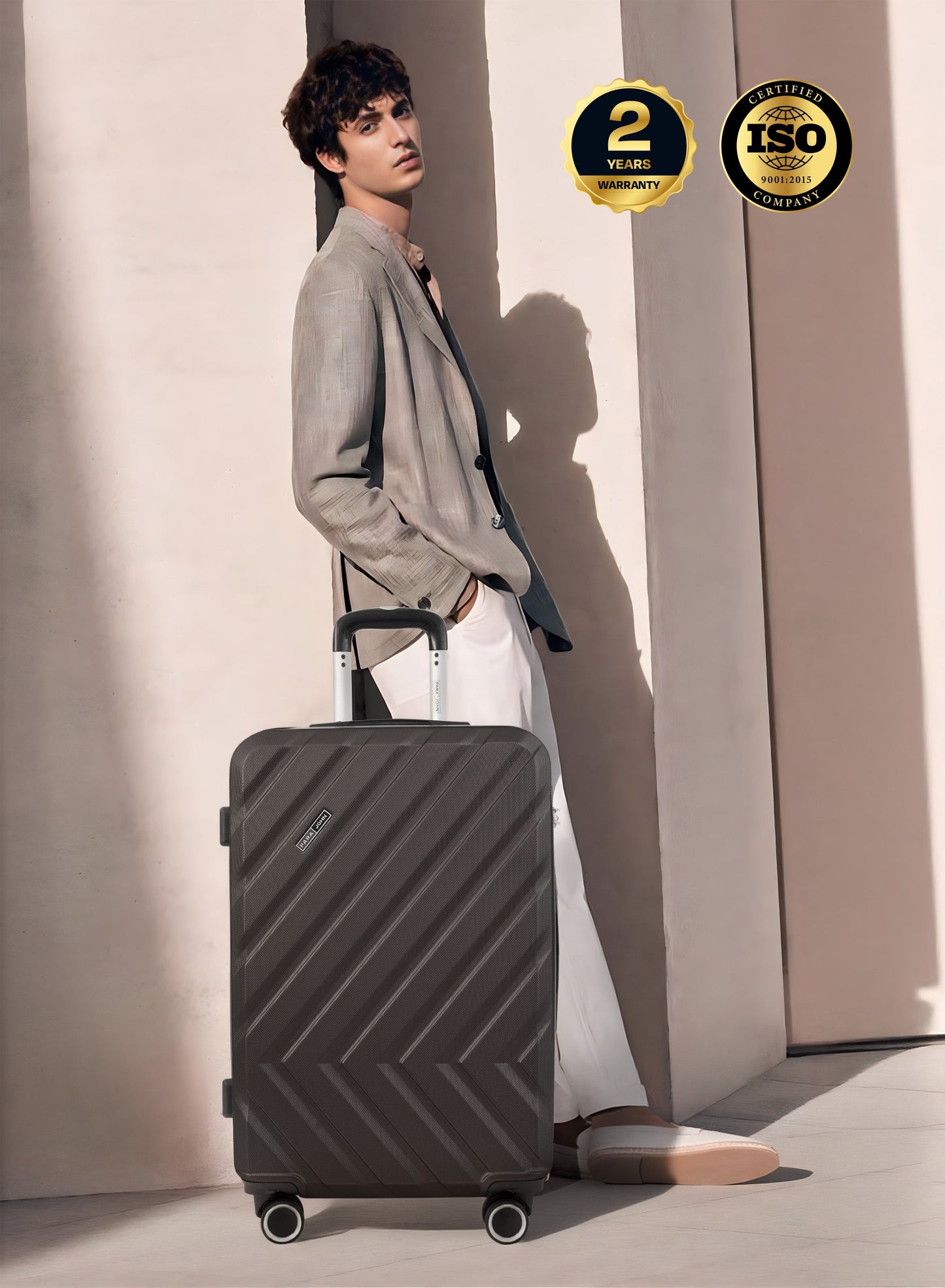 Chevron 20-Inch Cabin-Size (Small) ABS Hard Case Luggage Trolley Bag with 4 Spinner Wheels and Lock PARA JOHN