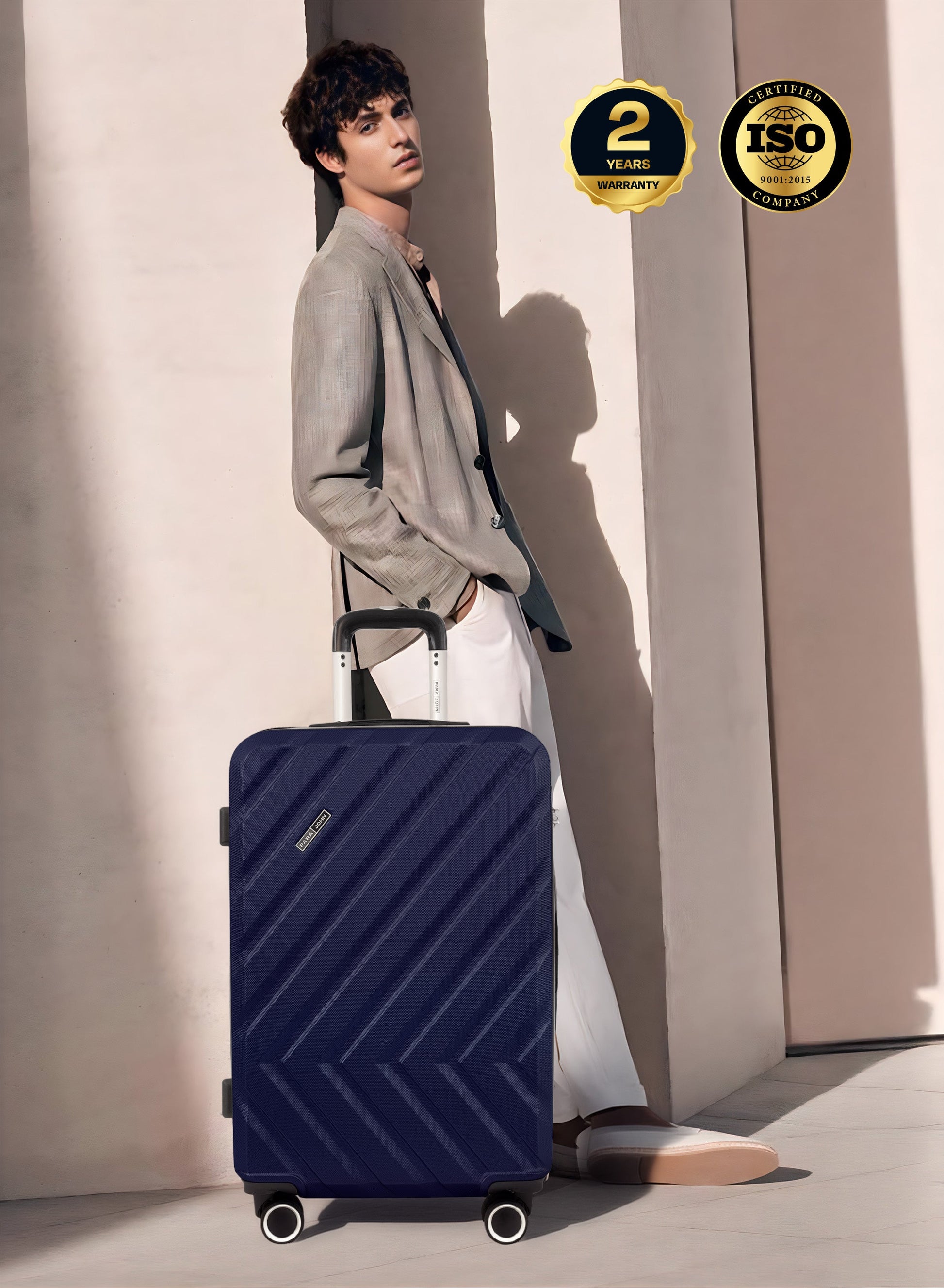 Chevron 24-Inch (Medium) ABS Hard Case Checked-In Luggage Trolley Bag with 4 Spinner Wheels and Lock PARA JOHN