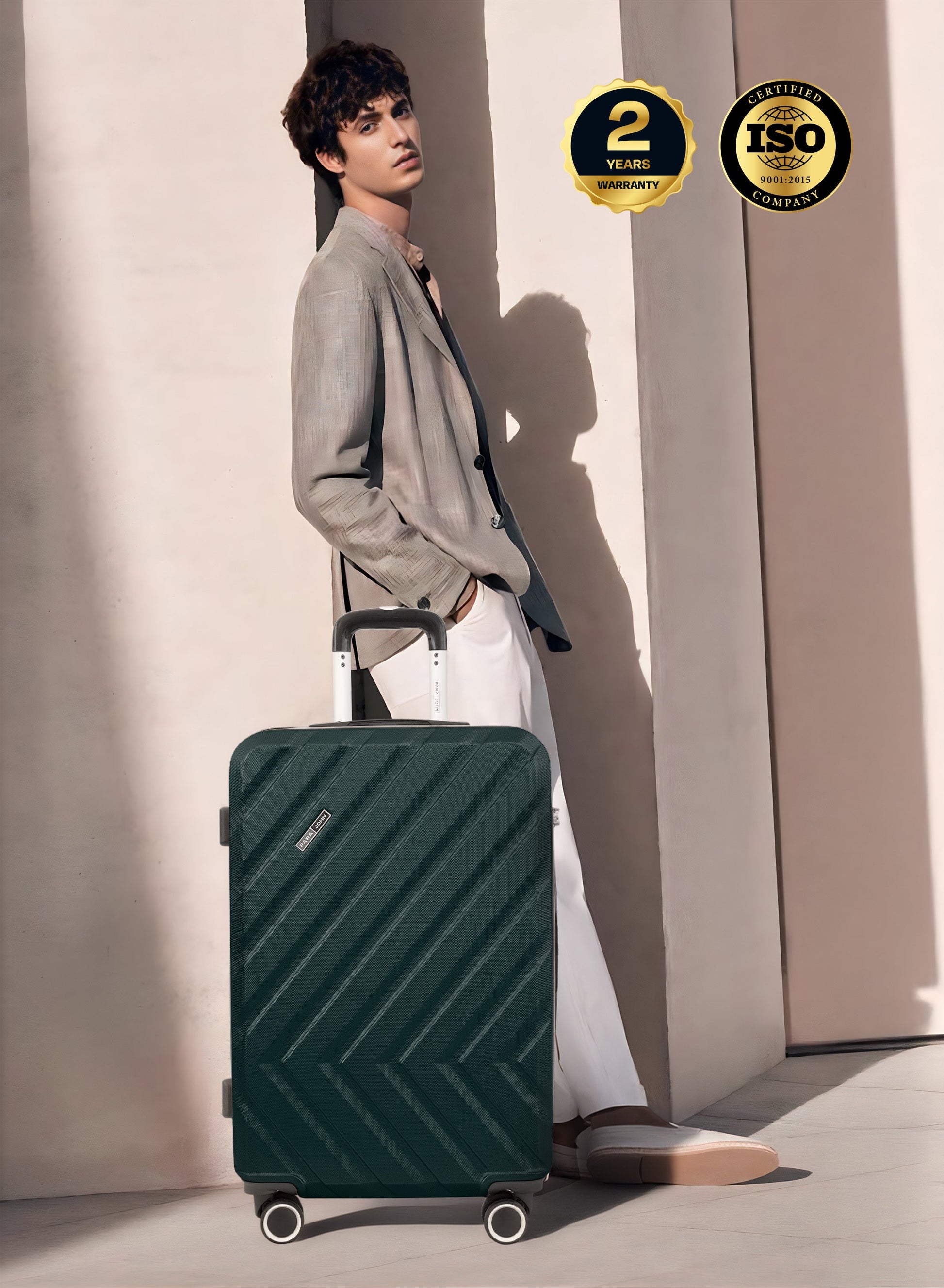 Chevron 24-Inch (Medium) ABS Hard Case Checked-In Luggage Trolley Bag with 4 Spinner Wheels and Lock PARA JOHN