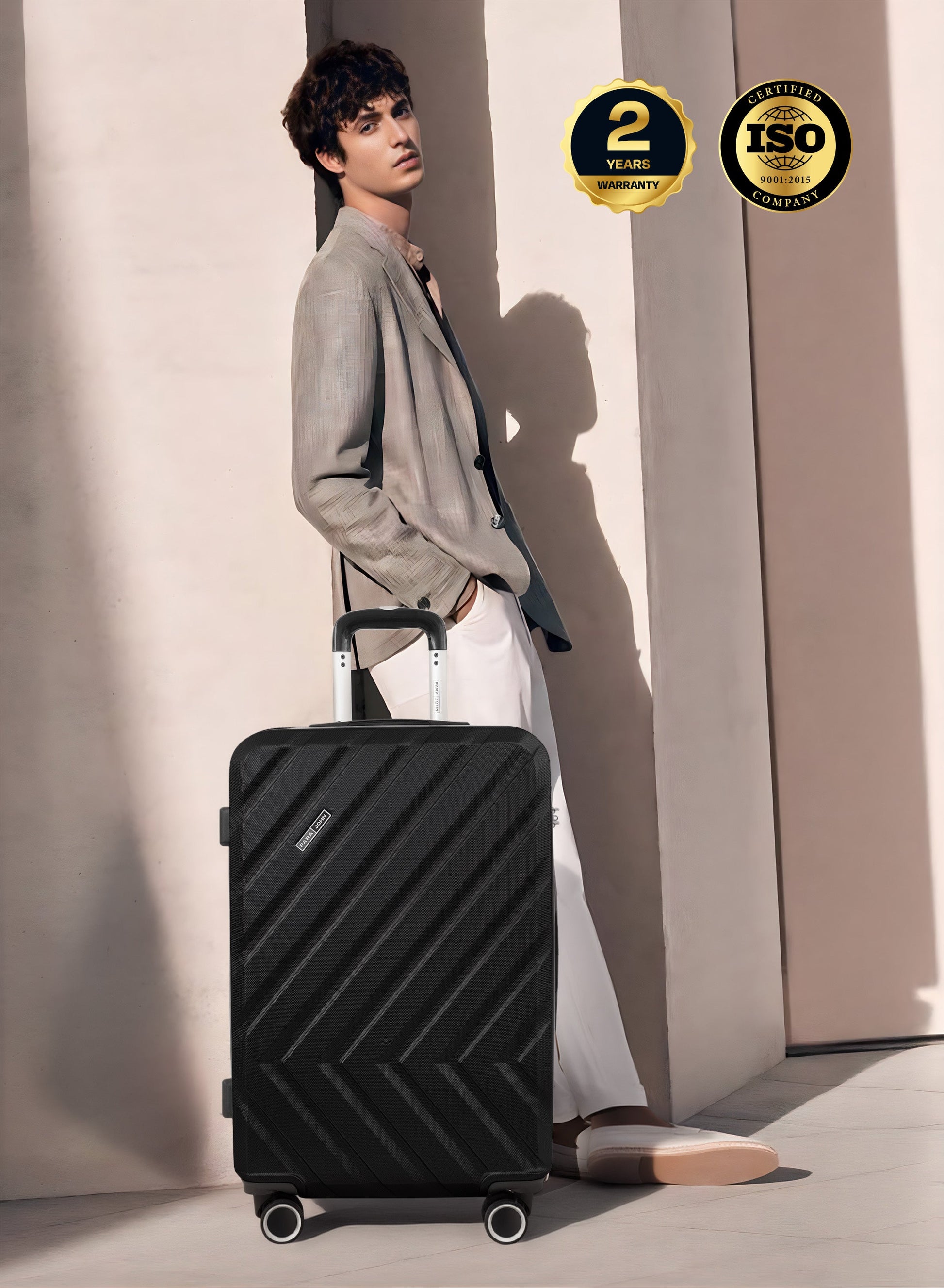 Chevron 24-Inch (Medium) ABS Hard Case Checked-In Luggage Trolley Bag with 4 Spinner Wheels and Lock PARA JOHN