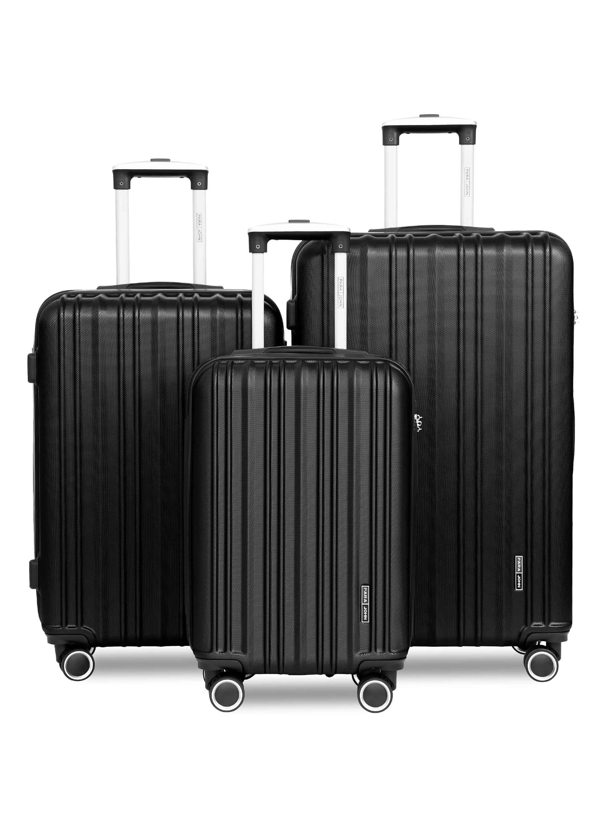Para John Set of 3 ABS Hard Case Luggage Trolley Bag with 8 Spinner Wheels & Lock – (Small, Medium & Large) PARAJOHN UAE