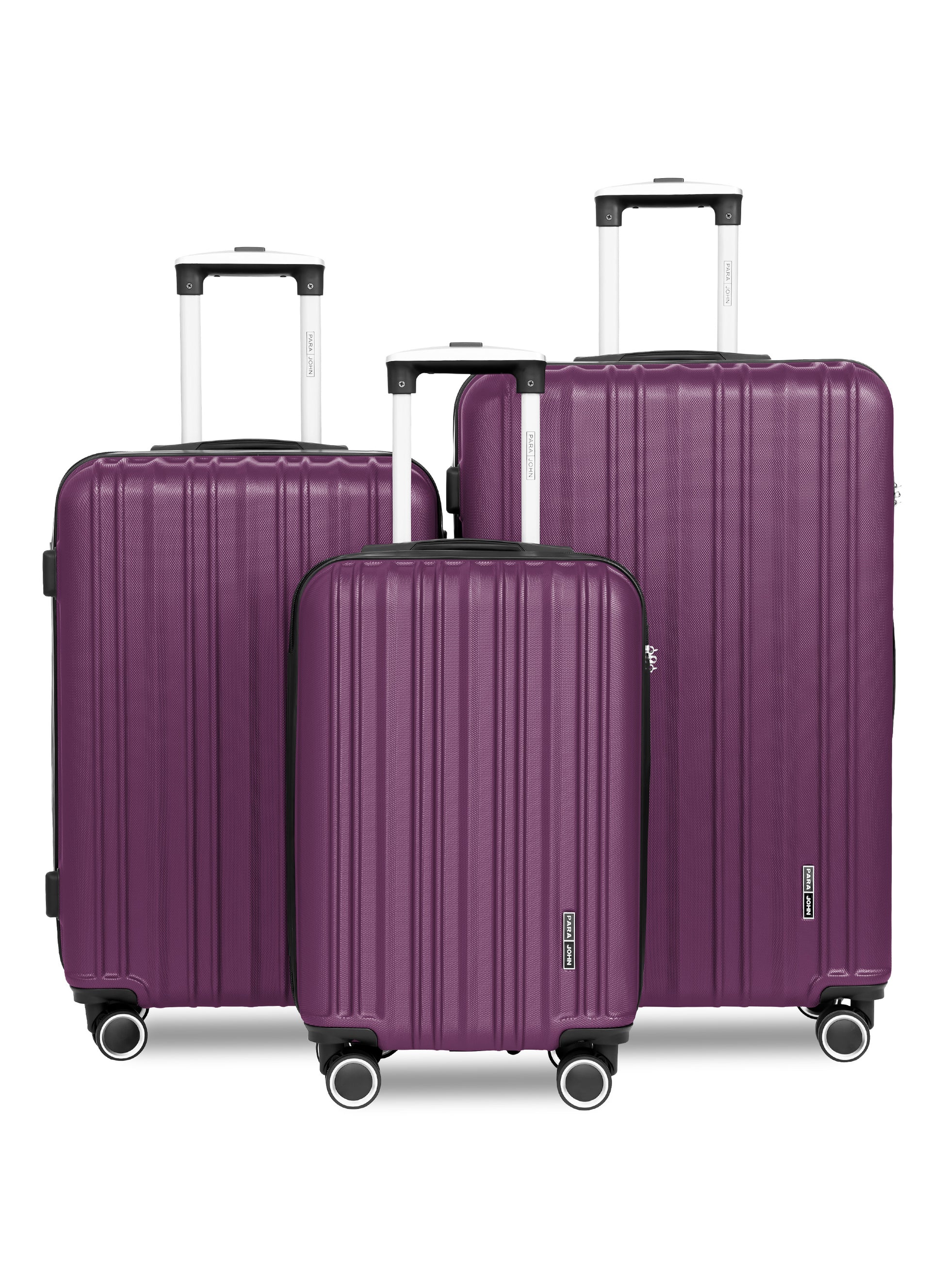 Para John Set of 3 ABS Hard Case Luggage Trolley Bag with 8 Spinner Wheels & Lock – (Small, Medium & Large) PARAJOHN UAE
