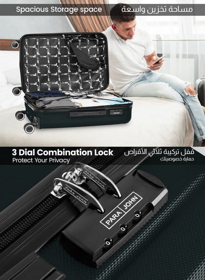 Para John Set of 3 ABS Hard Case Luggage Trolley Bag with 8 Spinner Wheels & Lock – (Small, Medium & Large) PARAJOHN UAE