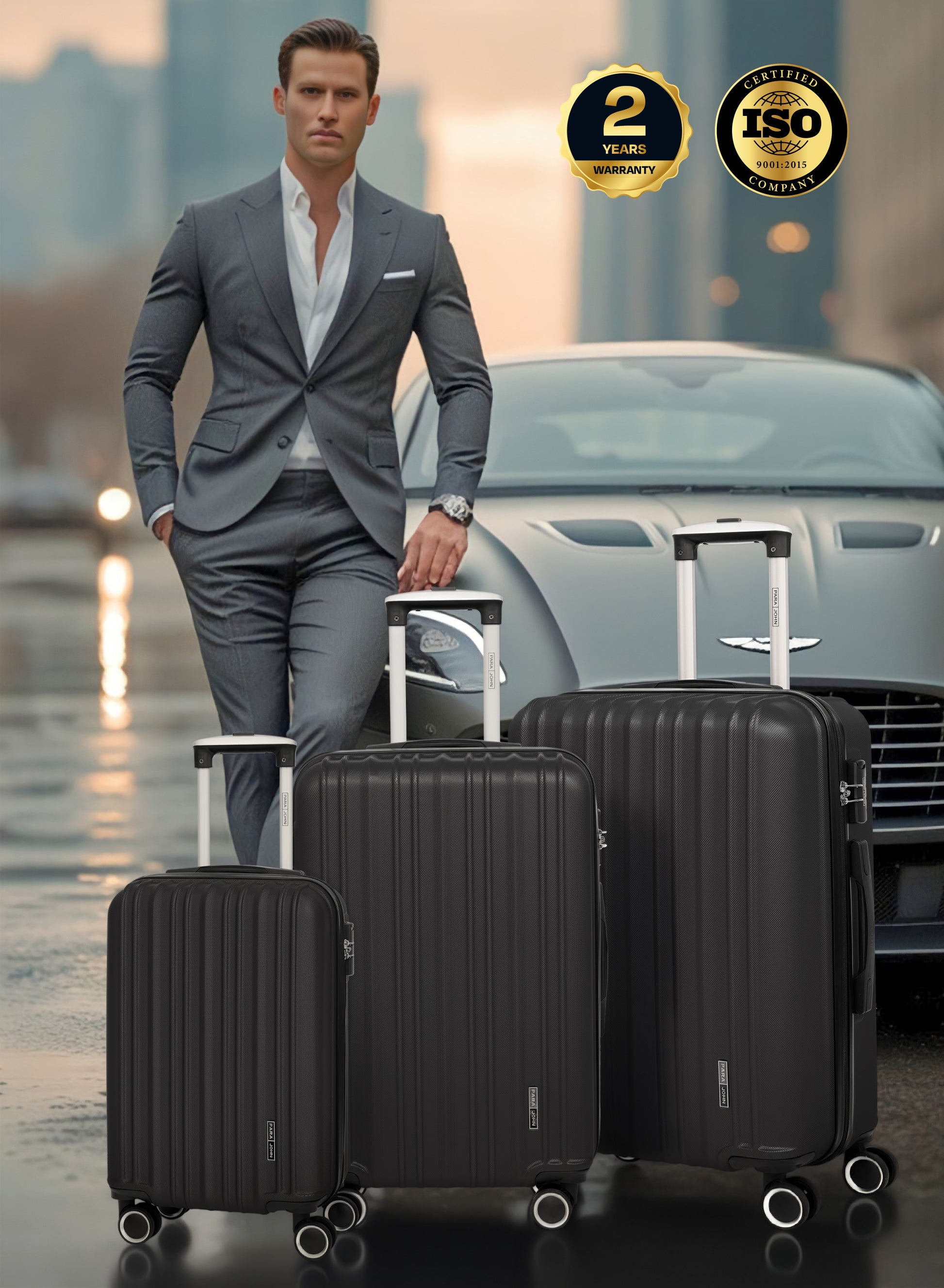 Para John Set of 3 ABS Hard Case Luggage Trolley Bag with 8 Spinner Wheels & Lock – (Small, Medium & Large) PARAJOHN UAE
