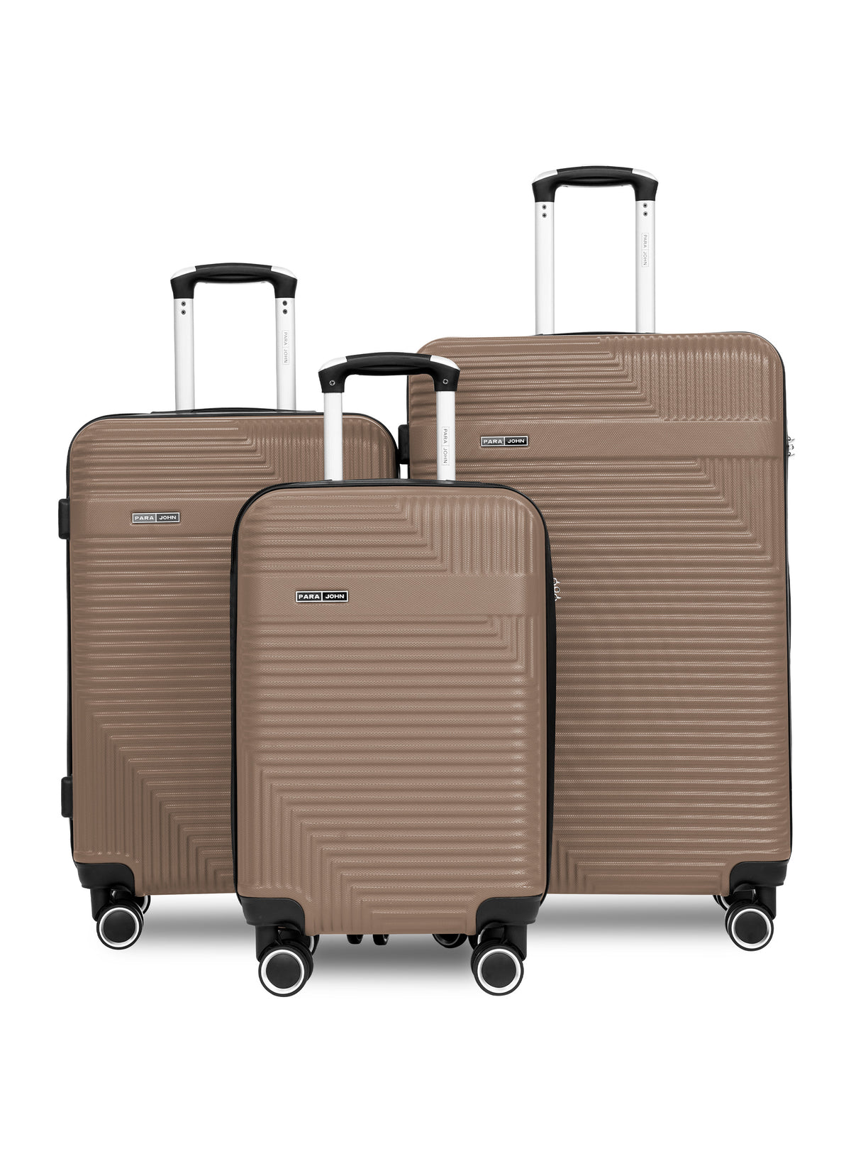 Para John Set of 3 ABS Hard Case Luggage Trolley Bags with 8 Spinner Wheels and Lock – Red (Small, Medium, Large) PARAJOHN UAE