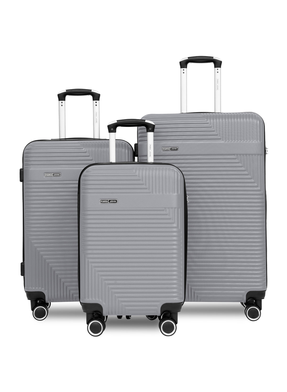 Para John Set of 3 ABS Hard Case Luggage Trolley Bags with 8 Spinner Wheels and Lock – Red (Small, Medium, Large) PARAJOHN UAE