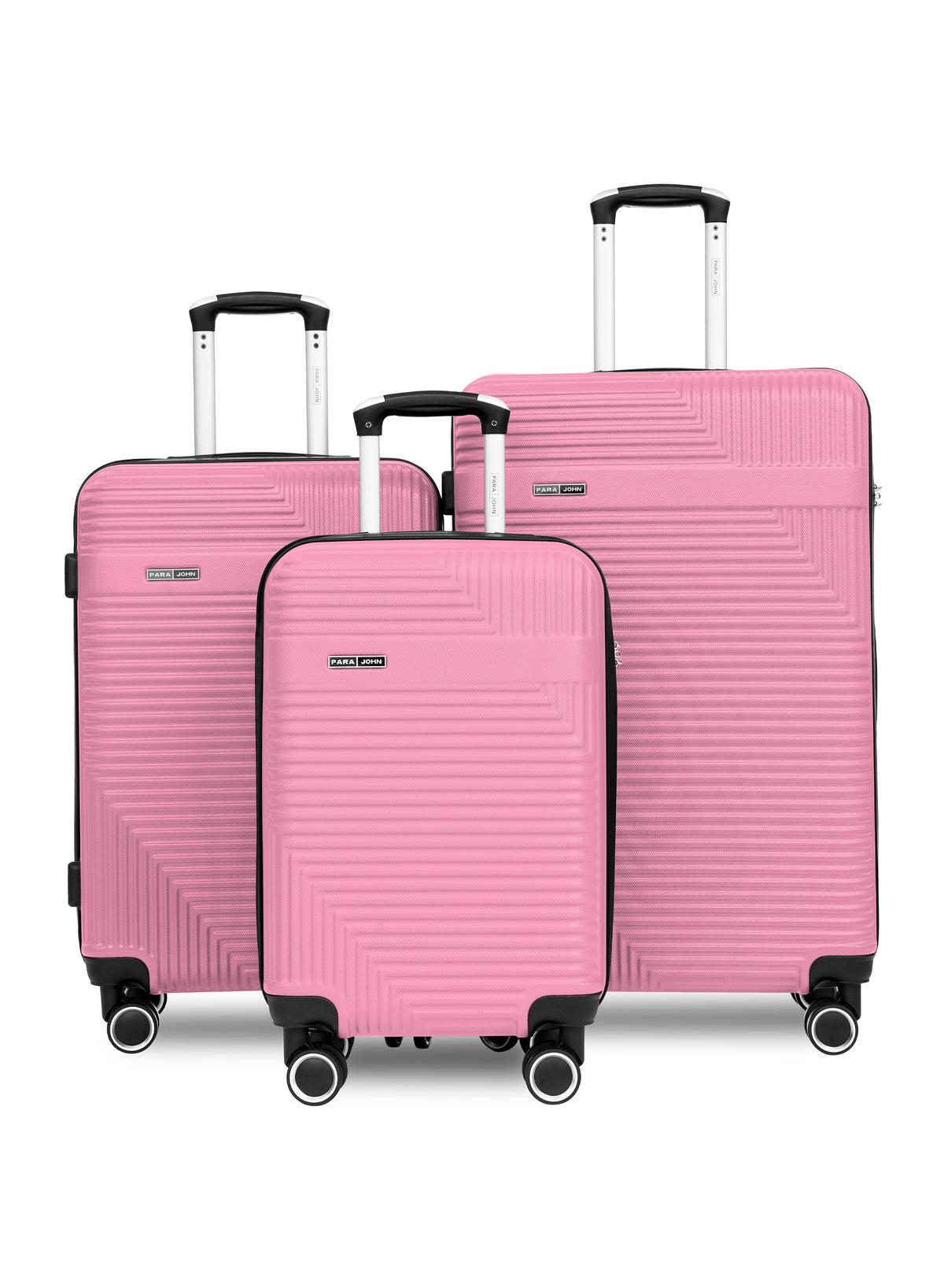 Para John Set of 3 ABS Hard Case Luggage Trolley Bags with 8 Spinner Wheels and Lock – Red (Small, Medium, Large) PARAJOHN UAE
