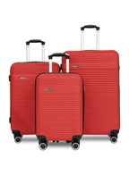 Para John Set of 3 ABS Hard Case Luggage Trolley Bags with 8 Spinner Wheels and Lock – Red (Small, Medium, Large) PARAJOHN UAE
