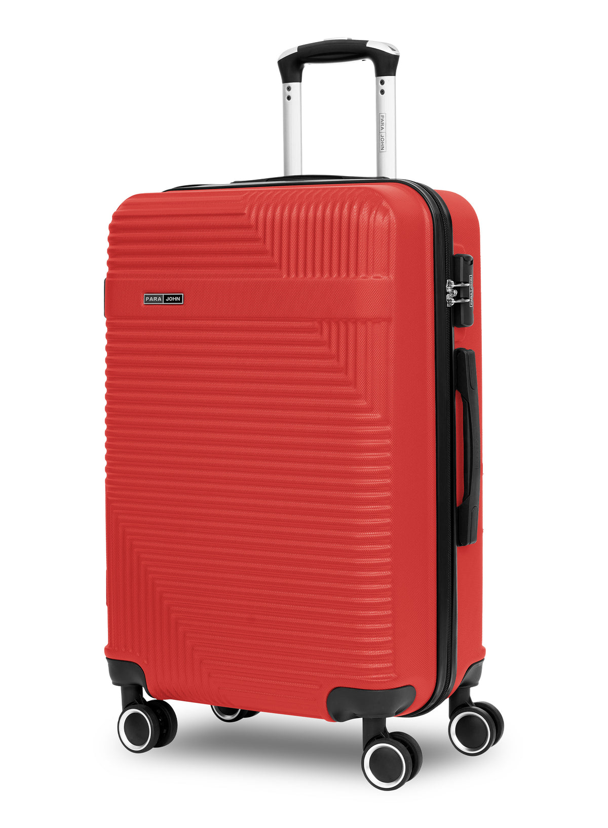 Para John Set of 3 ABS Hard Case Luggage Trolley Bags with 8 Spinner Wheels and Lock – Red (Small, Medium, Large) PARAJOHN UAE