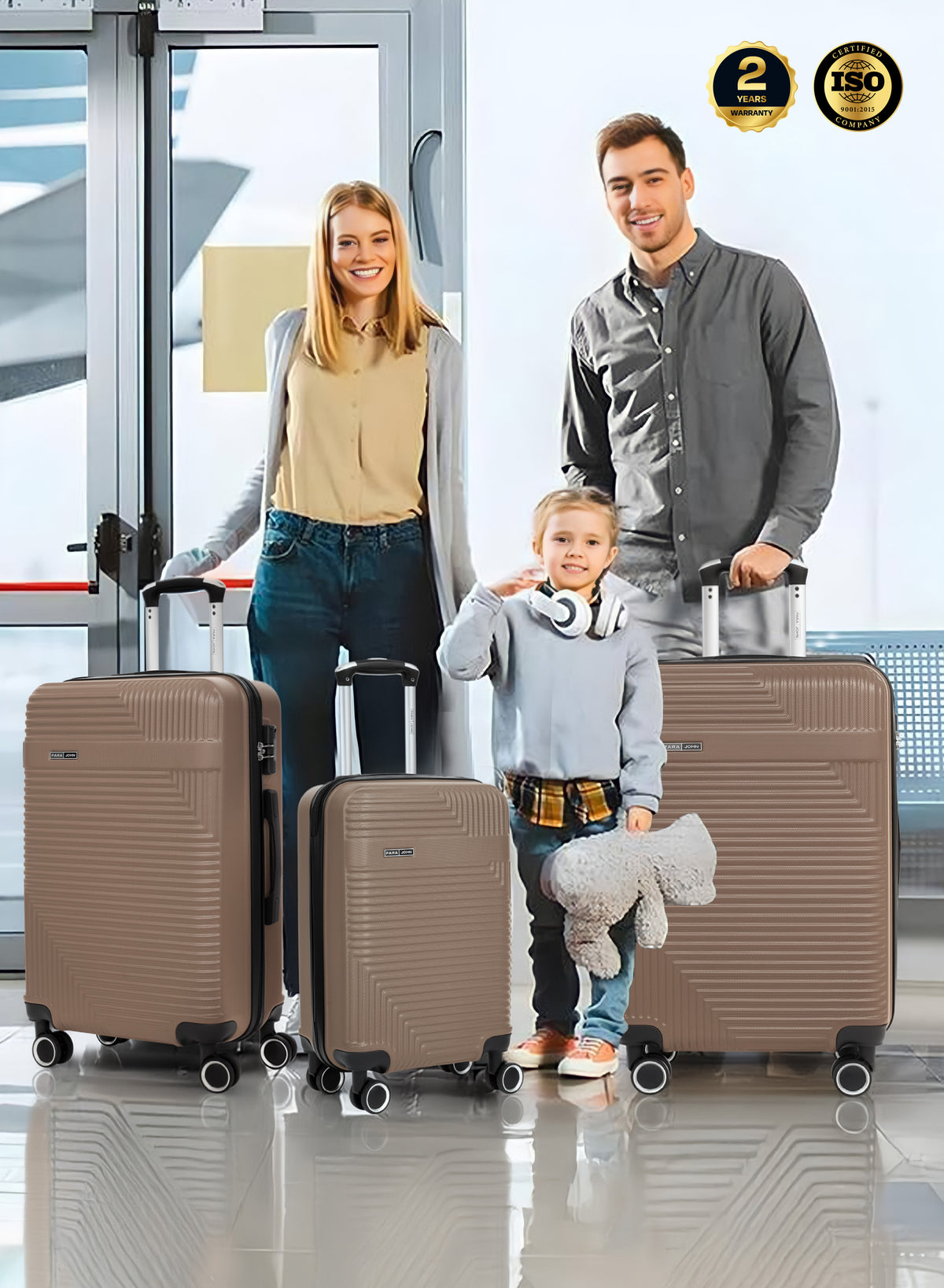 Para John Set of 3 ABS Hard Case Luggage Trolley Bags with 8 Spinner Wheels and Lock – Red (Small, Medium, Large) PARAJOHN UAE
