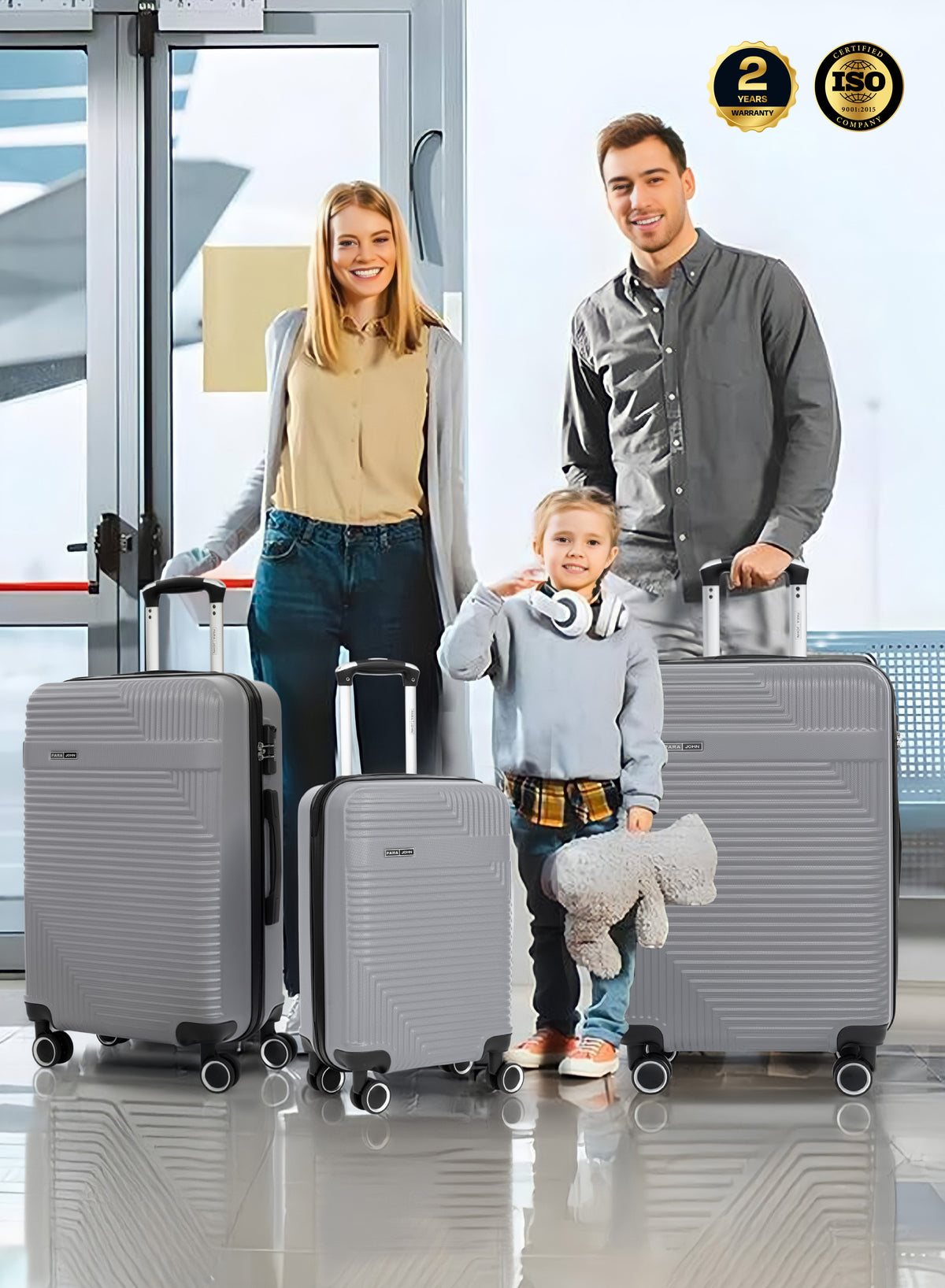 Para John Set of 3 ABS Hard Case Luggage Trolley Bags with 8 Spinner Wheels and Lock – Red (Small, Medium, Large) PARAJOHN UAE