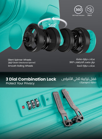 TRIACUT Series 3 Piece Premium Polypropylene Luggage Set PARAJOHN UAE