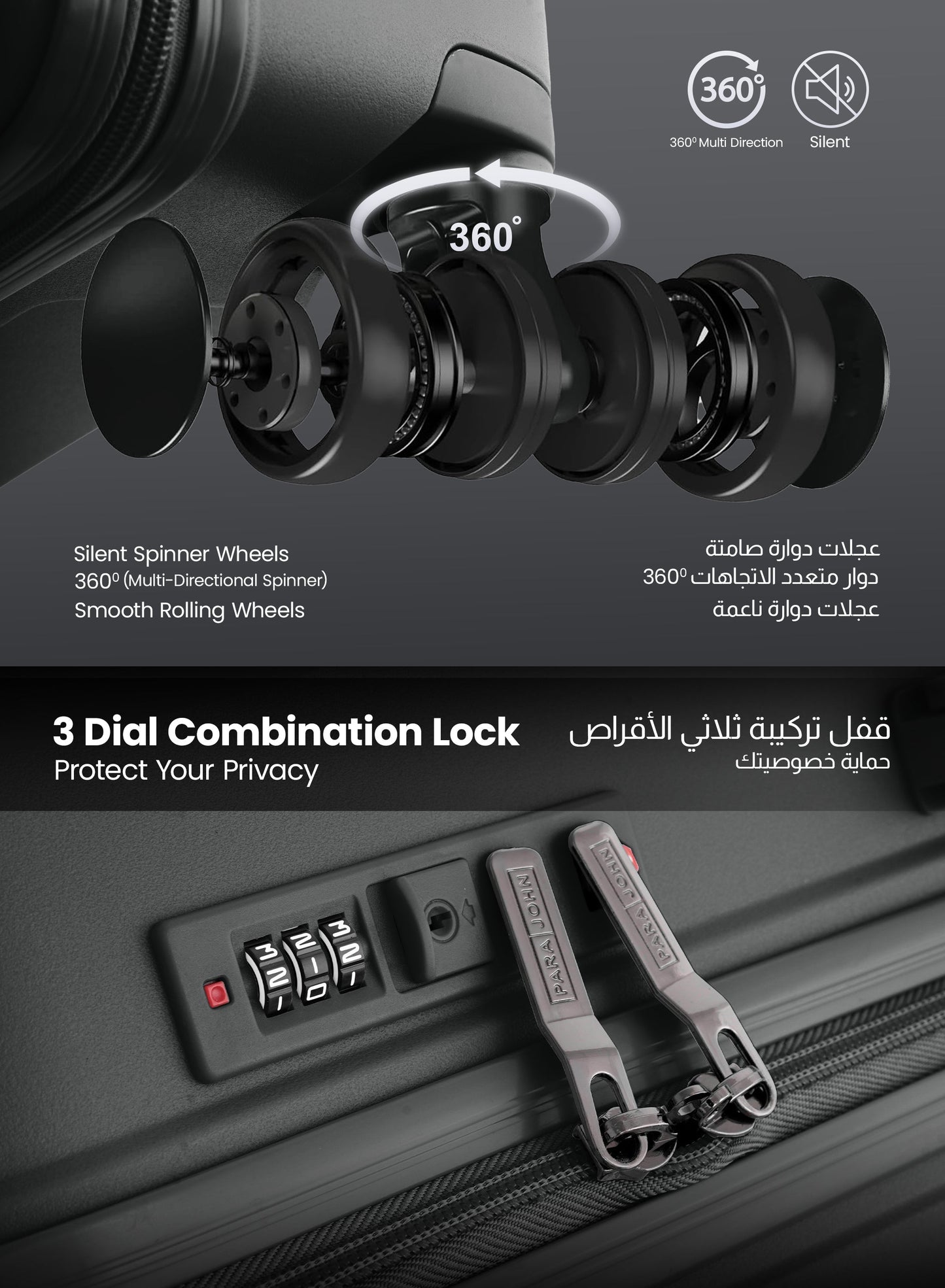 TRIACUT Series 3 Piece Premium Polypropylene Luggage Set PARAJOHN UAE