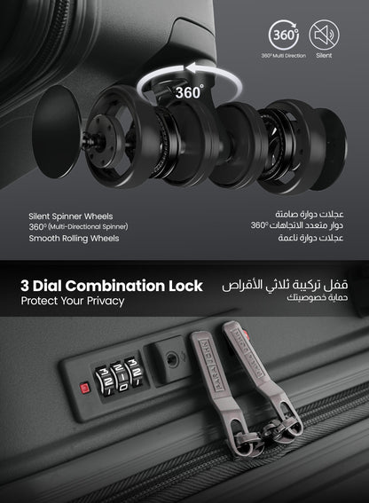 TRIACUT Series 3 Piece Premium Polypropylene Luggage Set PARAJOHN UAE