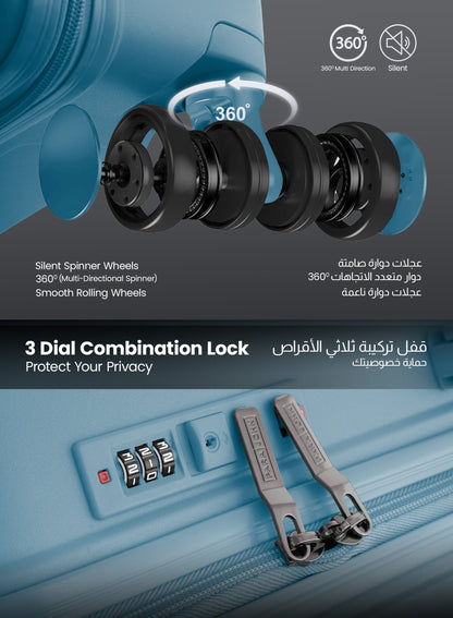 TRIACUT Series 3 Piece Premium Polypropylene Luggage Set PARAJOHN UAE