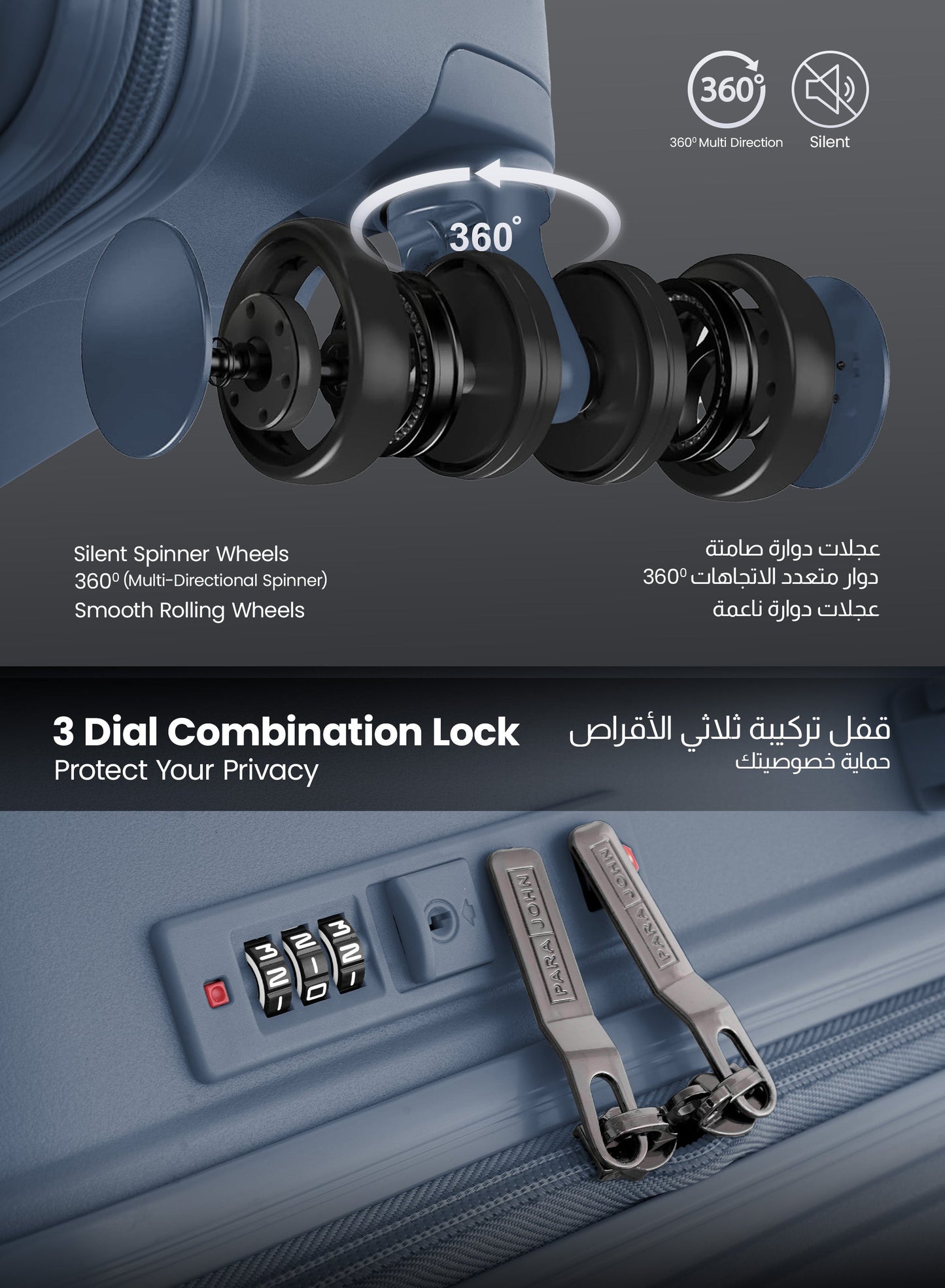 TRIACUT Series 3 Piece Premium Polypropylene Luggage Set PARAJOHN UAE