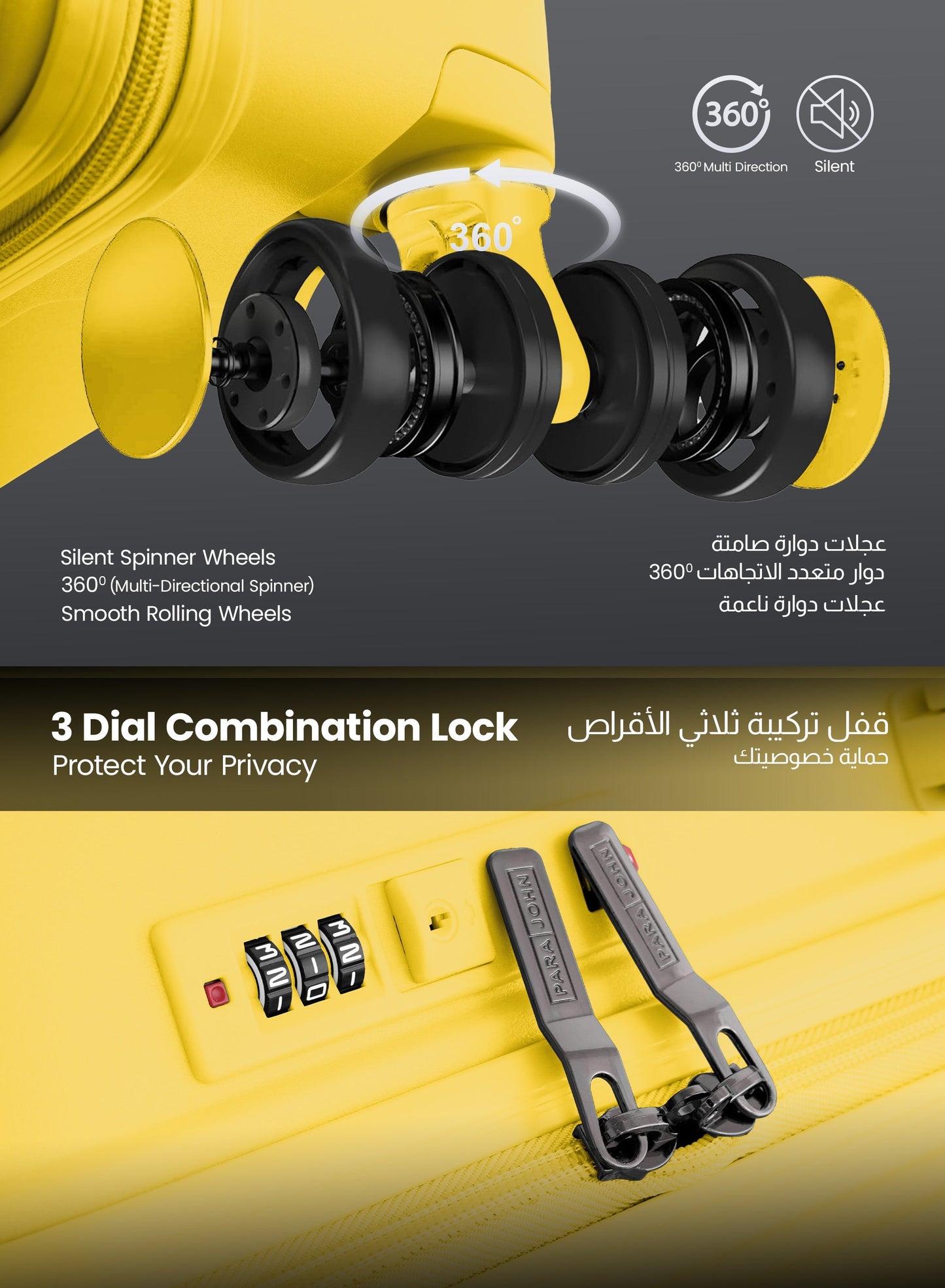 TRIACUT Series 3 Piece Premium Polypropylene Luggage Set PARAJOHN UAE