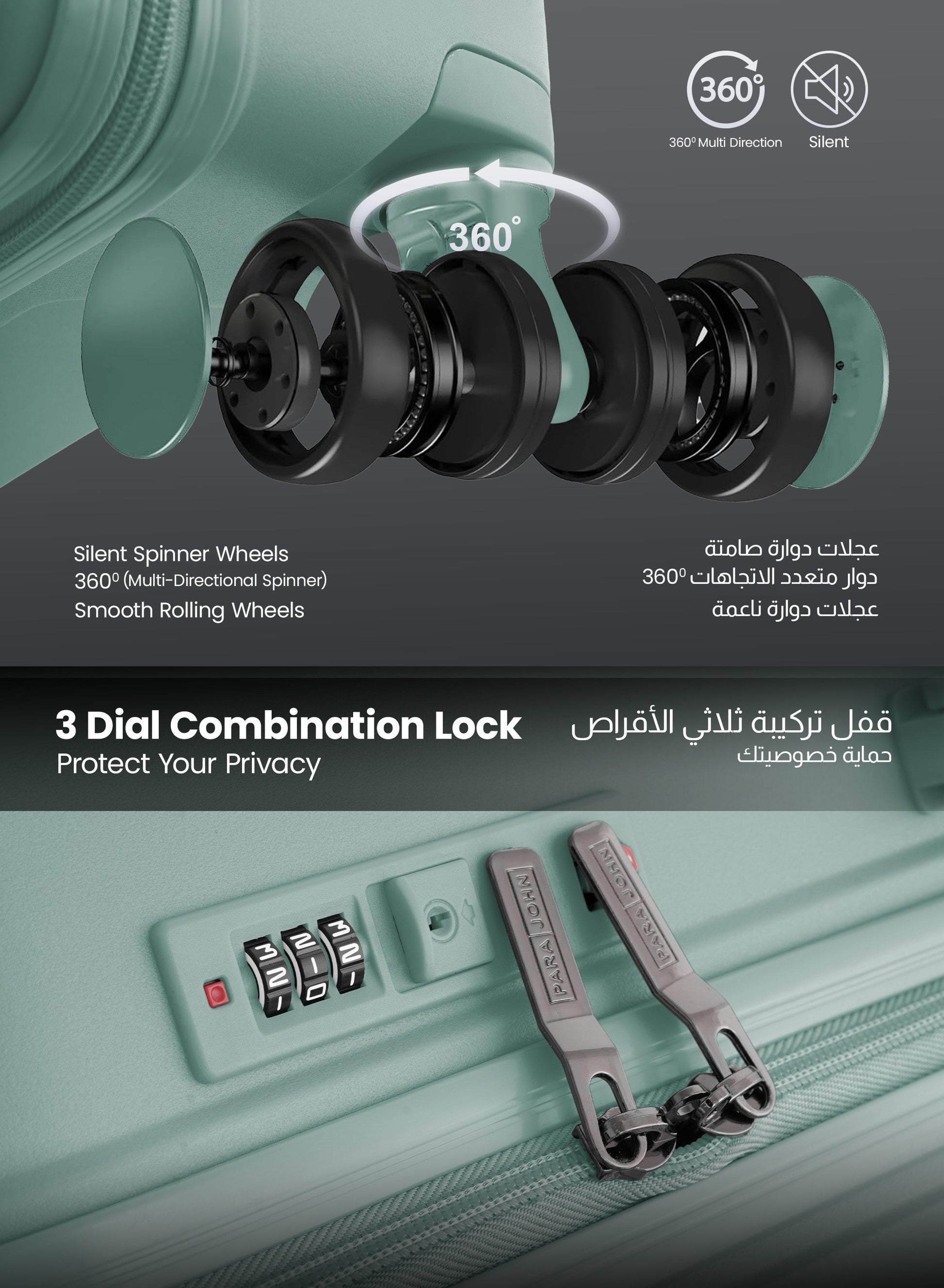 TRIACUT Series 3 Piece Premium Polypropylene Luggage Set PARAJOHN UAE