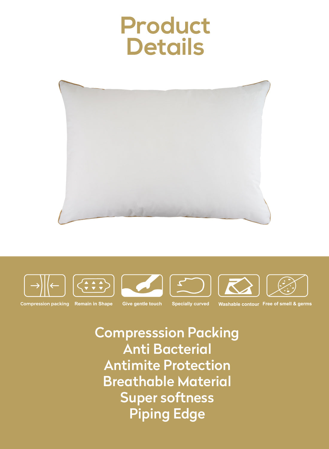 Premium Luxury Quality Soft Cotton Sleeping Bed Pillow with Micro Fiber Filling PARAJOHN SAUDI ARABIA